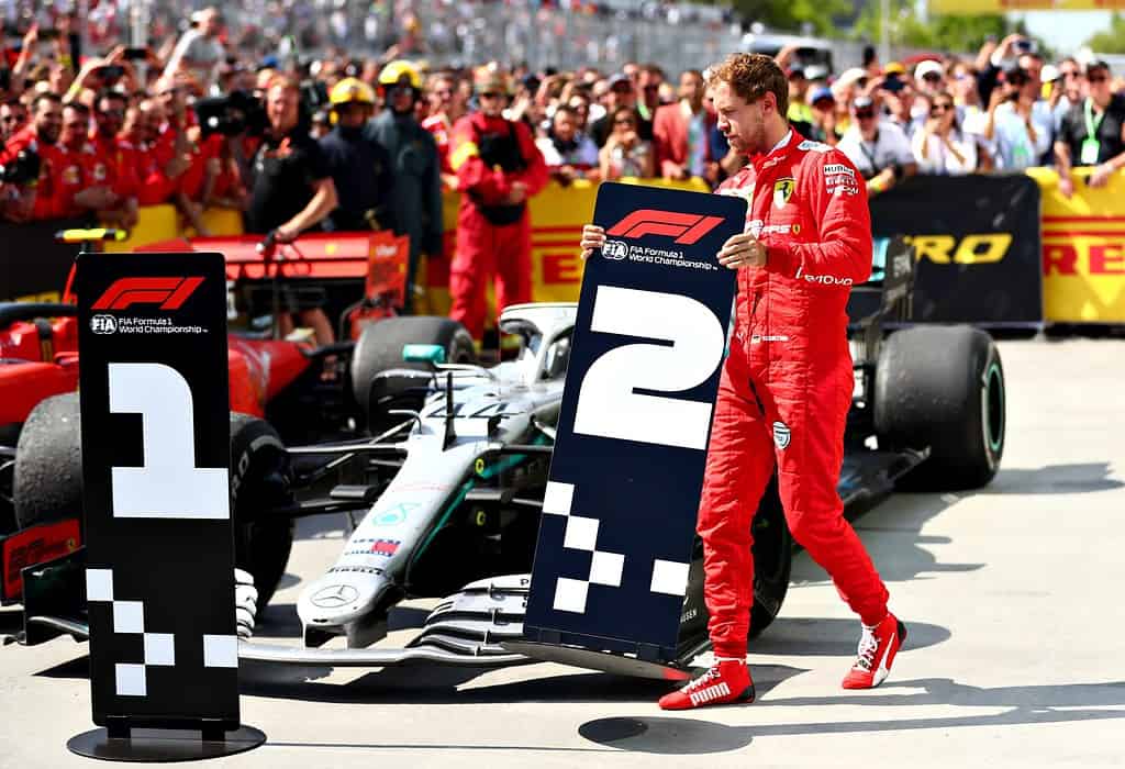 Sebastian Vettel conteste sa pénalité au GP du Canada 2019 en se déclarant vainqueur (Crédits : Dan Istitene/Getty Images)