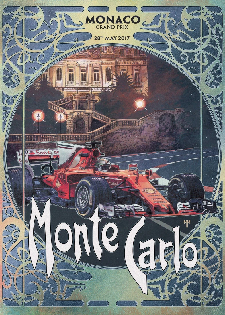Poster équipe Grand Prix automobile de Monaco 2017