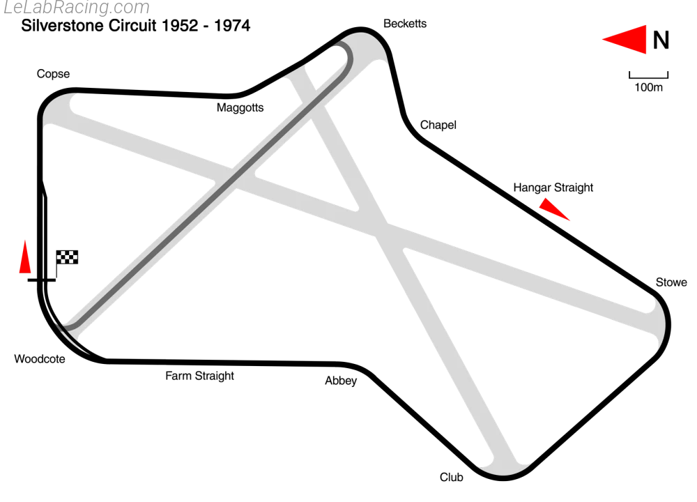Tracé du circuit Silverstone Circuit 1956