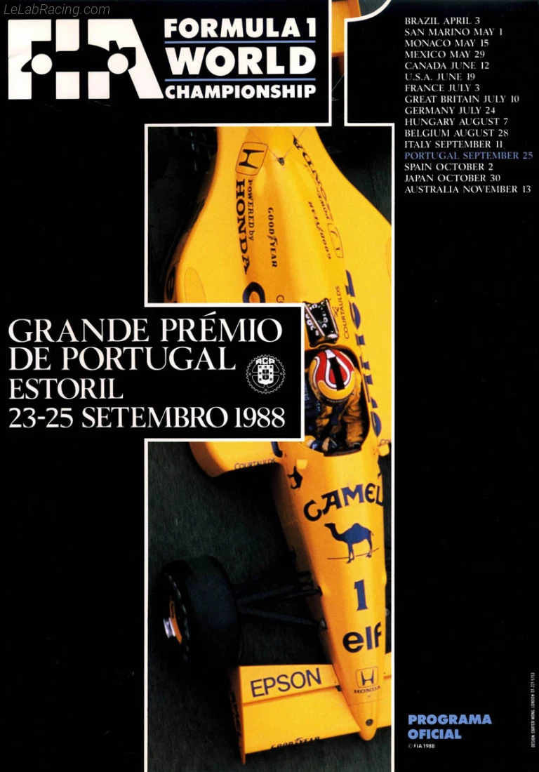 Poster d'un grand prix de la saison de F1 1988
