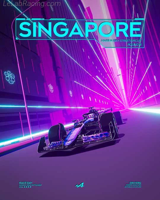 Poster équipe Grand Prix automobile de Singapour 2024