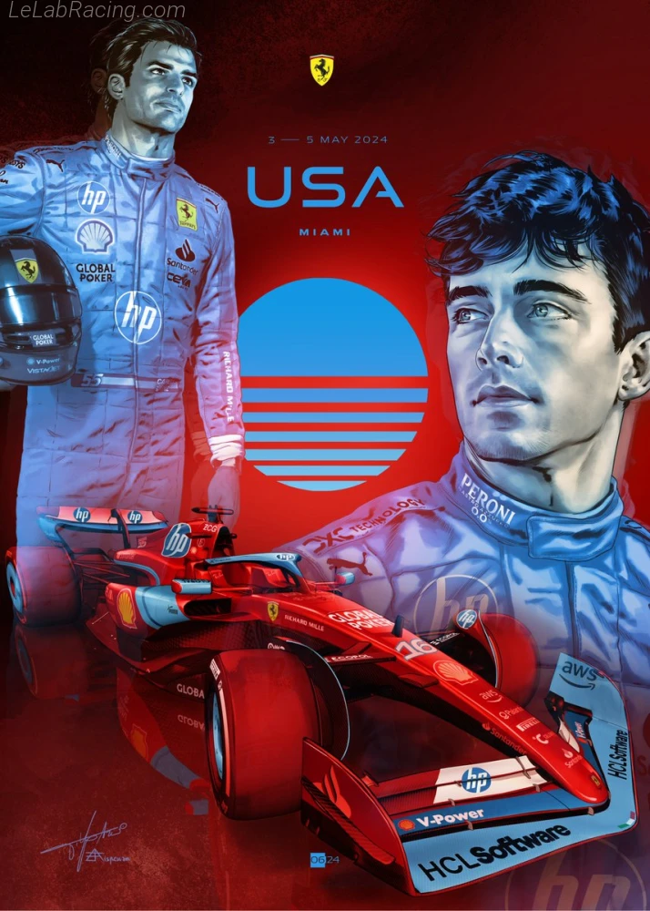 Poster équipe Grand Prix automobile de Miami 2024
