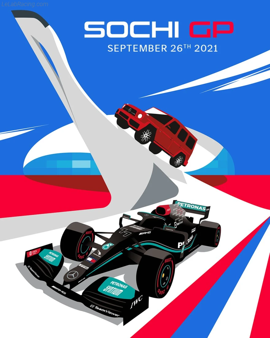 Poster équipe Grand Prix automobile de Russie 2021