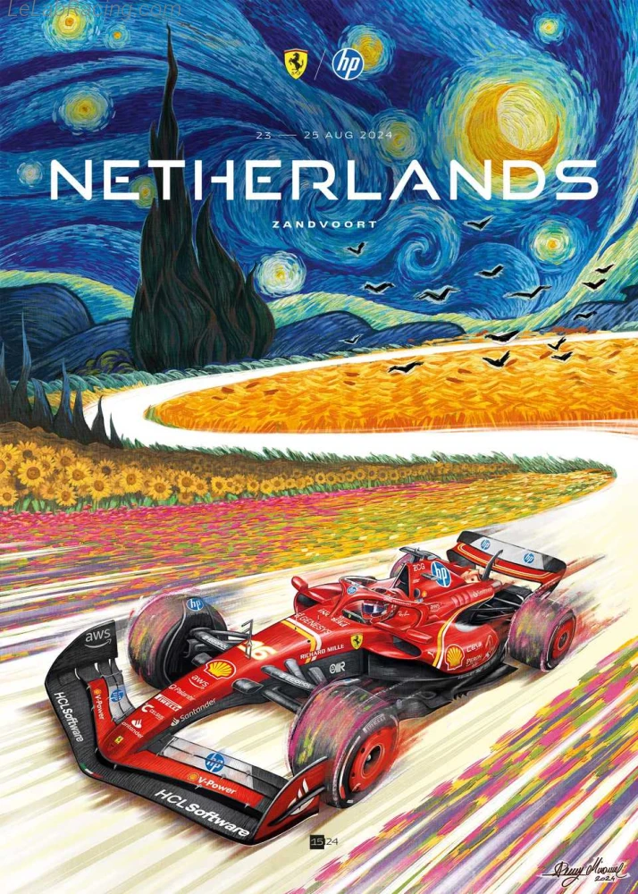 Poster équipe Grand Prix automobile des Pays-Bas 2024
