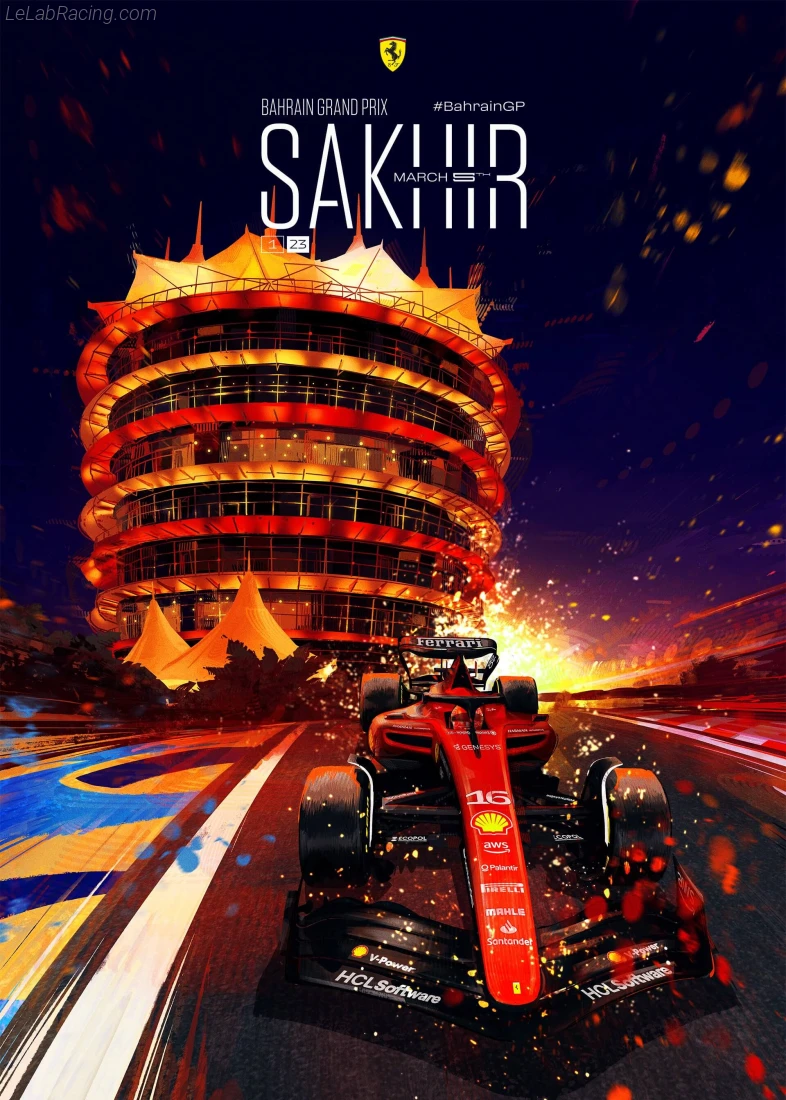 Poster équipe Grand Prix automobile de Bahreïn 2023