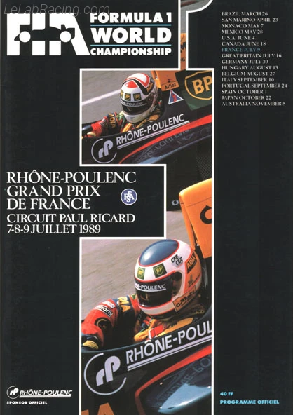 Poster d'un grand prix de la saison de F1 1989