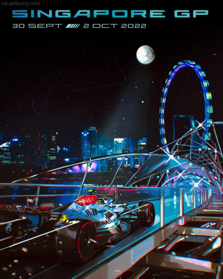 Poster équipe Grand Prix automobile de Singapour 2022