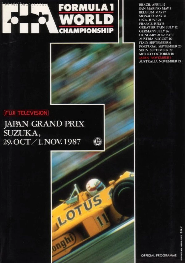 Poster d'un grand prix de la saison de F1 1987