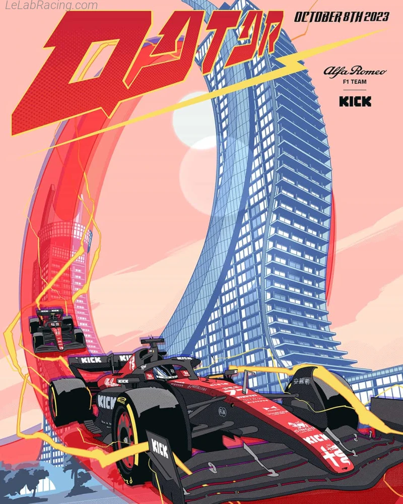 Poster équipe Grand Prix automobile du Qatar 2023