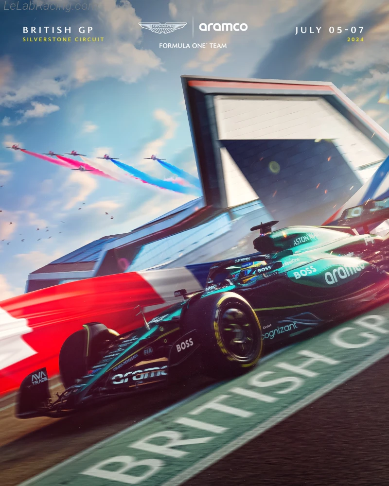 Poster équipe Grand Prix automobile de Grande-Bretagne 2024