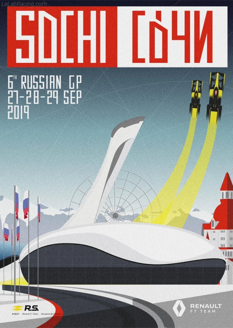 Poster équipe Grand Prix automobile de Russie 2019