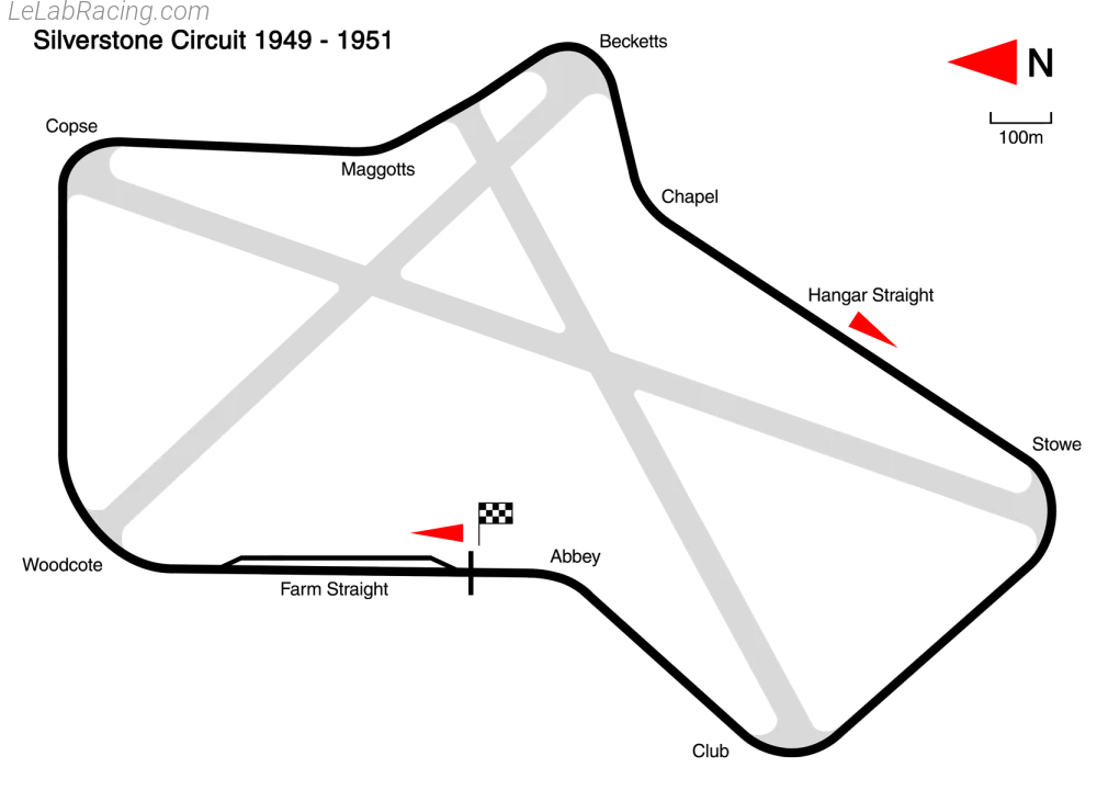 Tracé du circuit Silverstone Circuit 1950