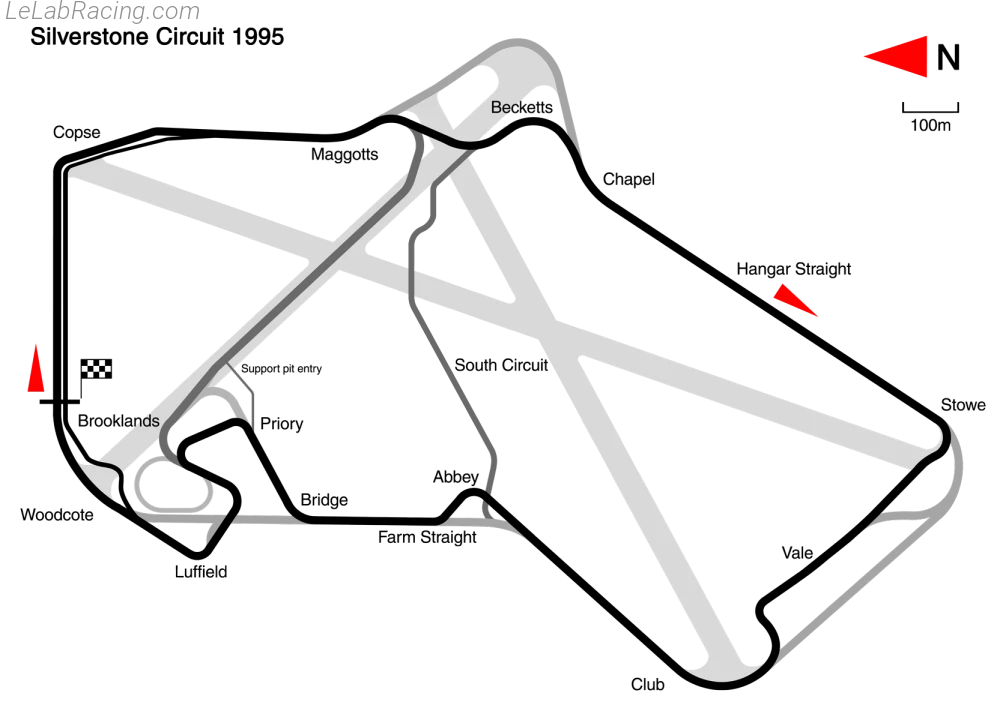 Tracé du circuit Silverstone Circuit 1990