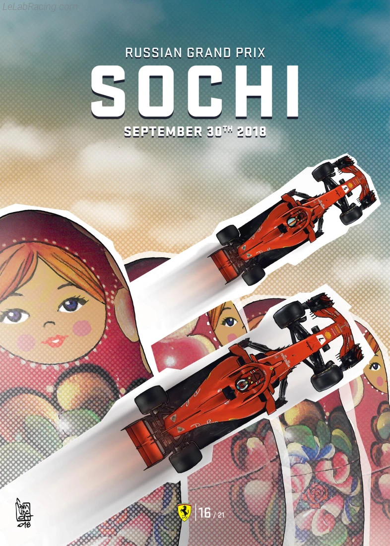 Poster équipe Grand Prix automobile de Russie 2018