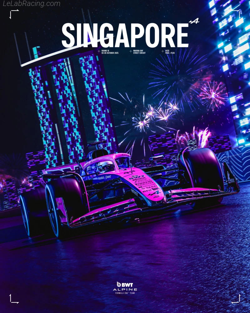 Poster équipe Grand Prix automobile de Singapour 2025