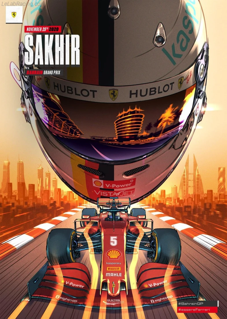 Poster équipe Grand Prix automobile de Bahreïn 2020
