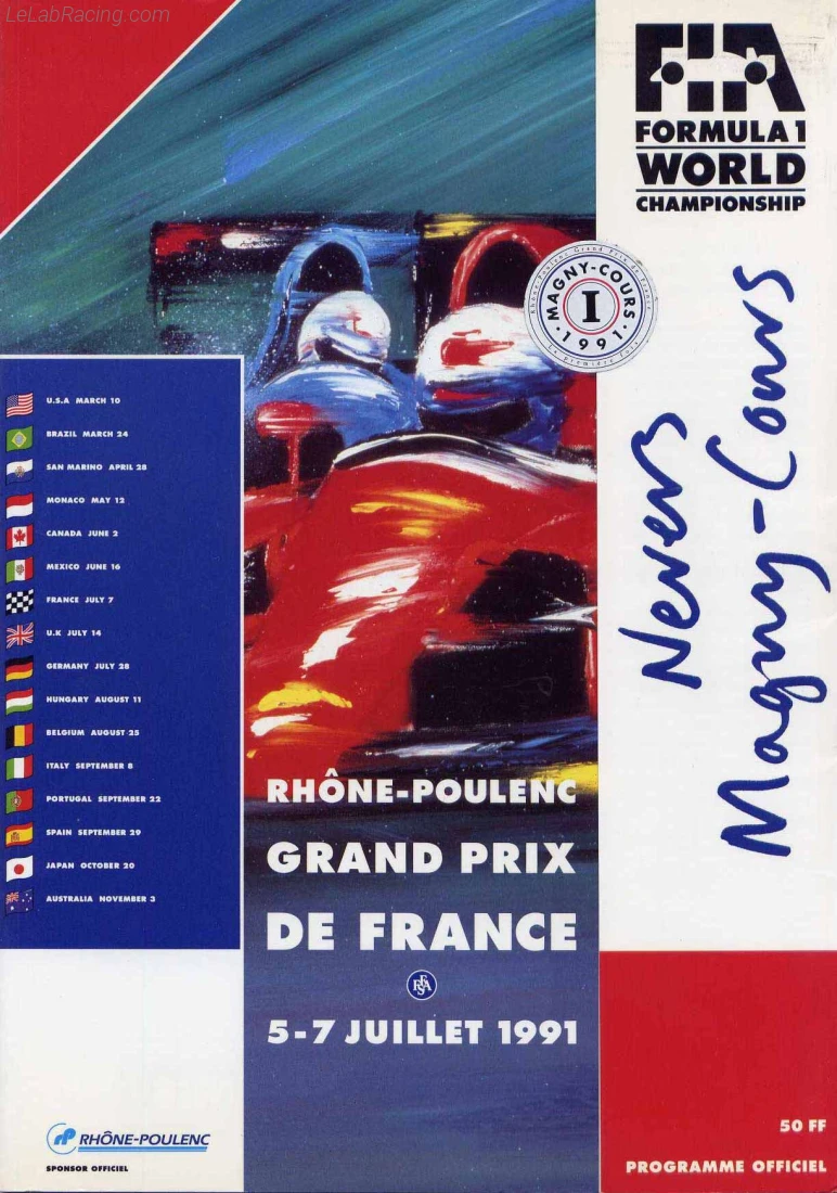 Poster d'un grand prix de la saison de F1 1991