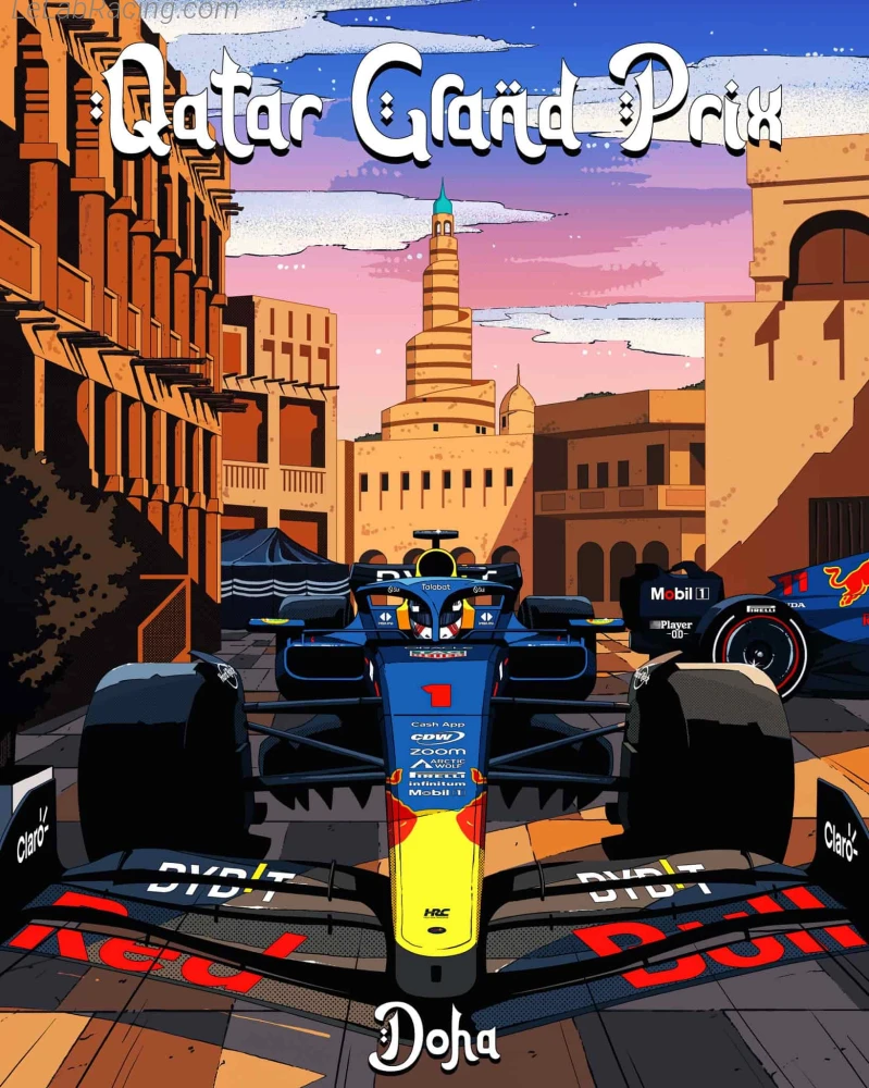 Poster équipe Grand Prix automobile du Qatar 2023