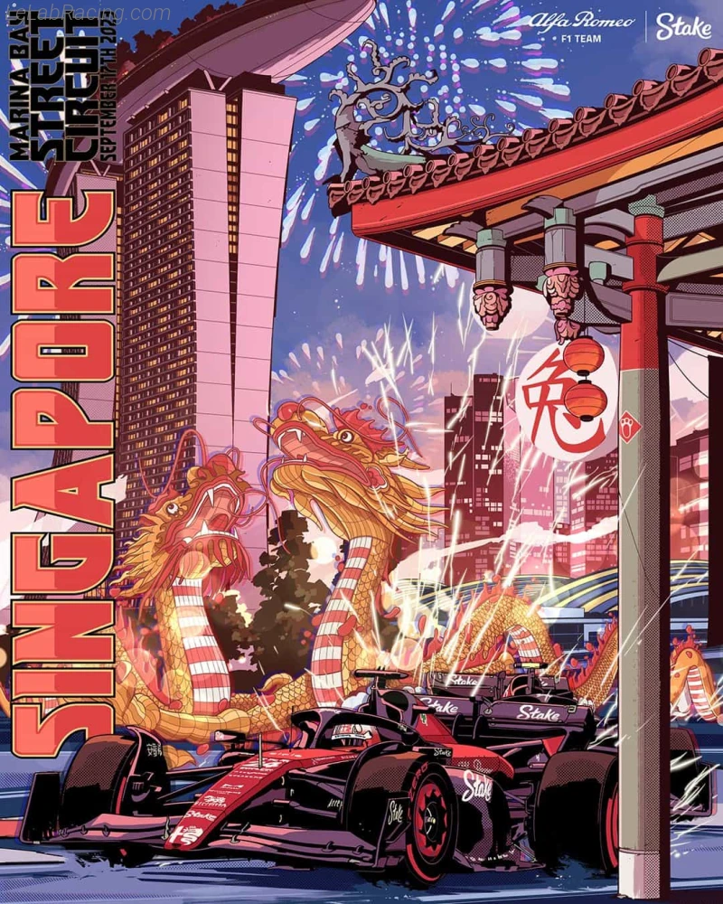 Poster équipe Grand Prix automobile de Singapour 2023