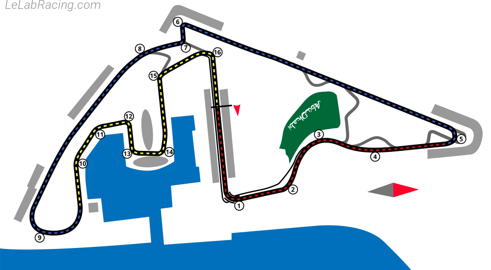 Tracé du circuit Yas Marina Circuit 2016