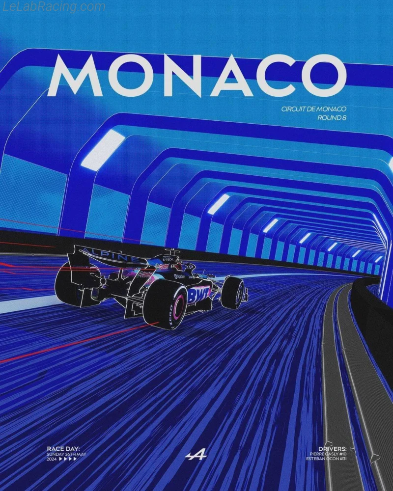 Poster équipe Grand Prix automobile de Monaco 2024