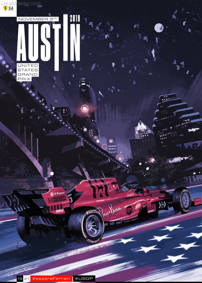 Poster équipe Grand Prix automobile des États-Unis 2019