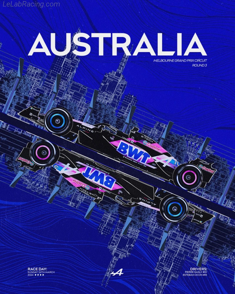 Poster équipe Grand Prix automobile d'Australie 2024