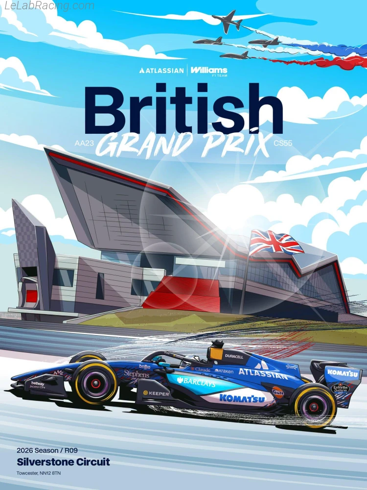 Poster équipe Grand Prix automobile de Grande-Bretagne 2026