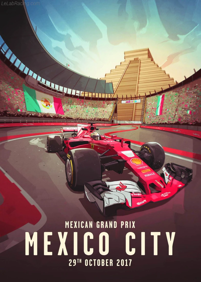 Poster équipe Grand Prix automobile du Mexique 2018