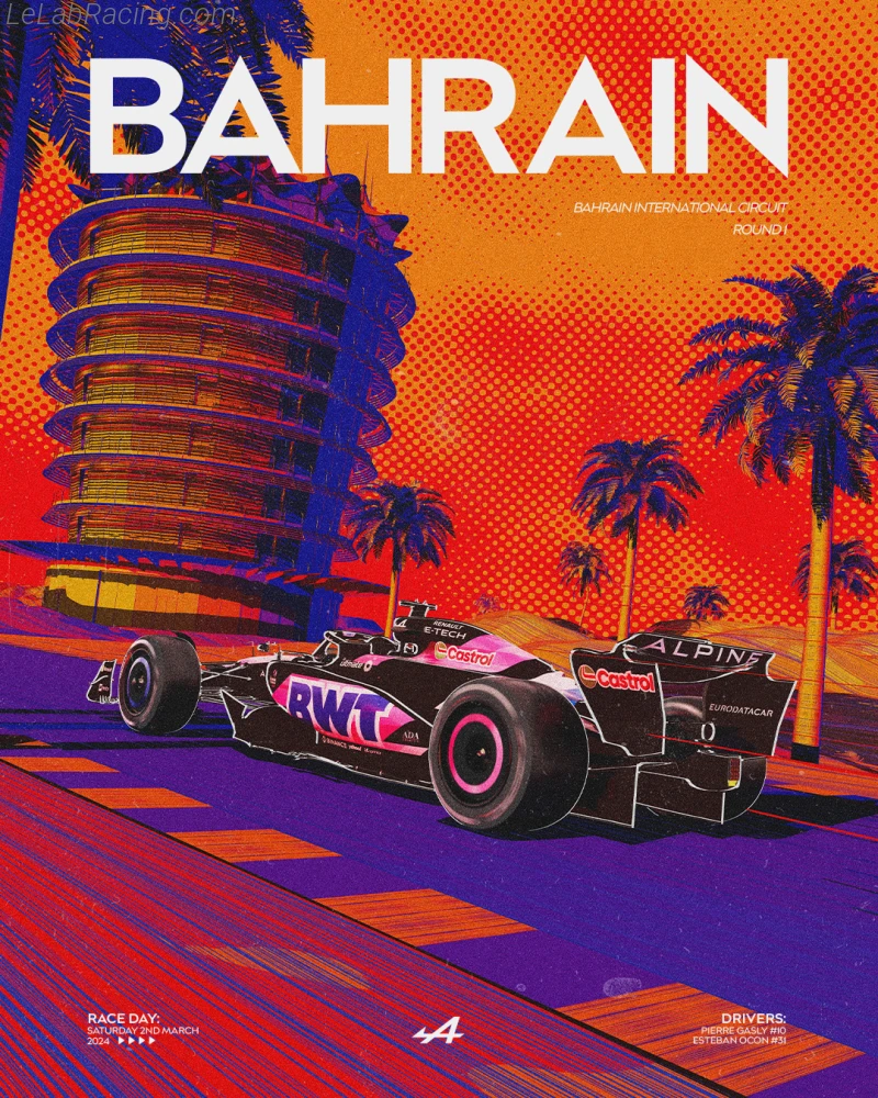 Poster équipe Grand Prix automobile de Bahreïn 2024
