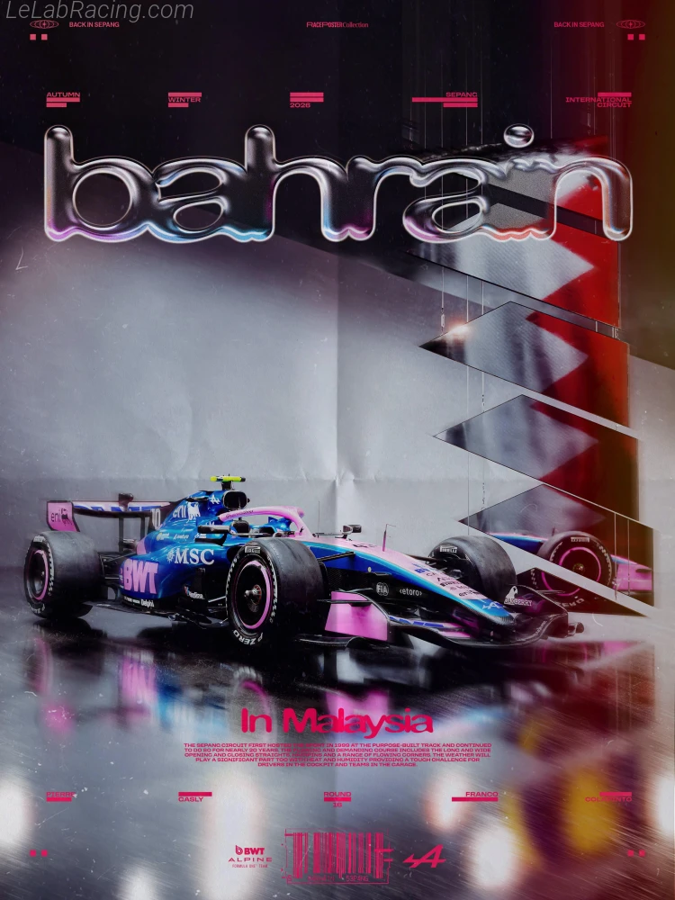 Poster équipe Grand Prix automobile de Bahreïn 2026