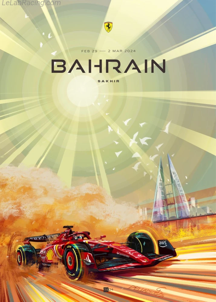 Poster équipe Grand Prix automobile de Bahreïn 2024
