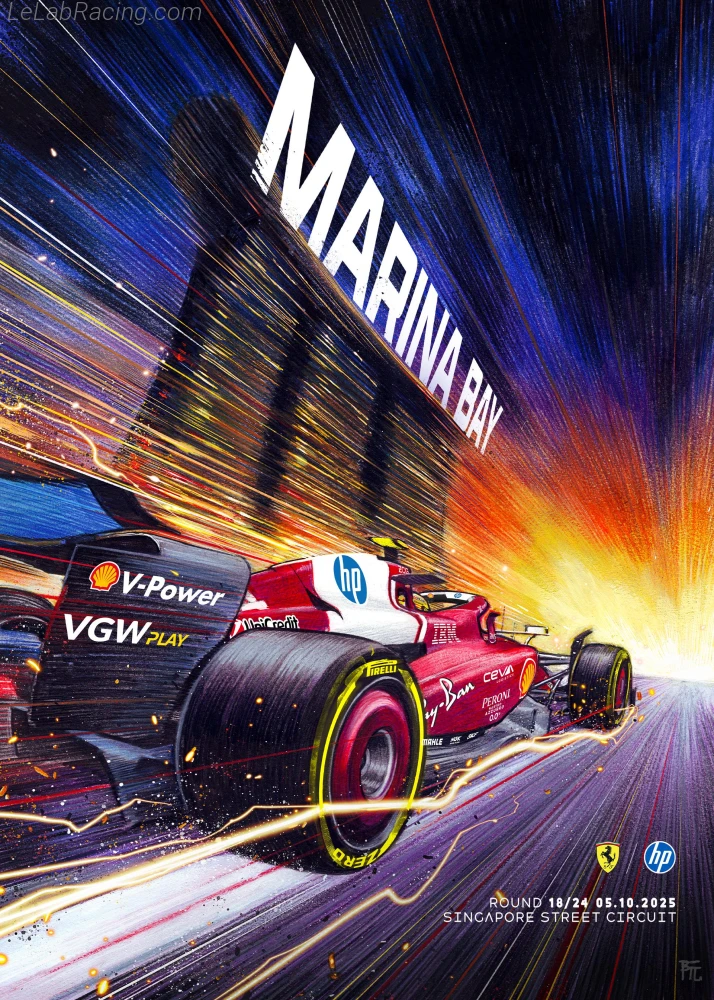 Poster équipe Grand Prix automobile de Singapour 2025