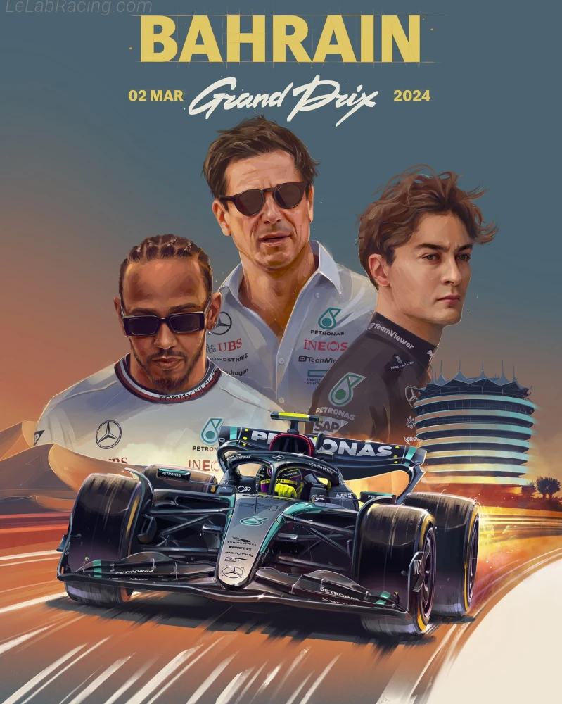 Poster équipe Grand Prix automobile de Bahreïn 2024