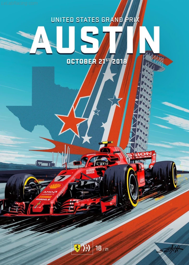Poster équipe Grand Prix automobile des États-Unis 2018