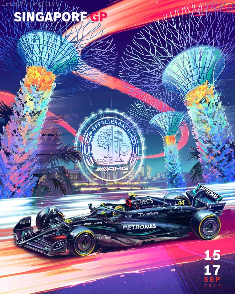 Poster équipe Grand Prix automobile de Singapour 2023