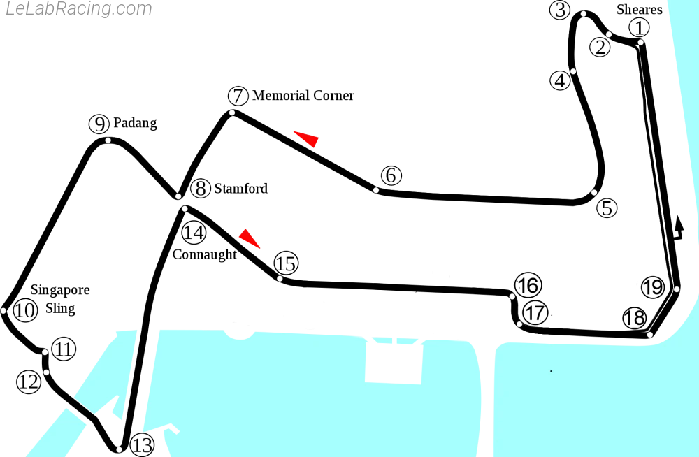 Tracé du circuit Marina Bay Street Circuit 2016