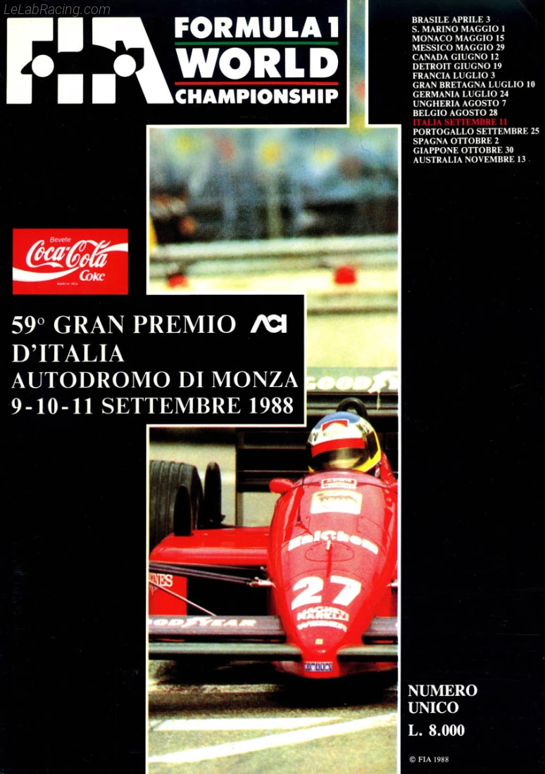 Poster d'un grand prix de la saison de F1 1988