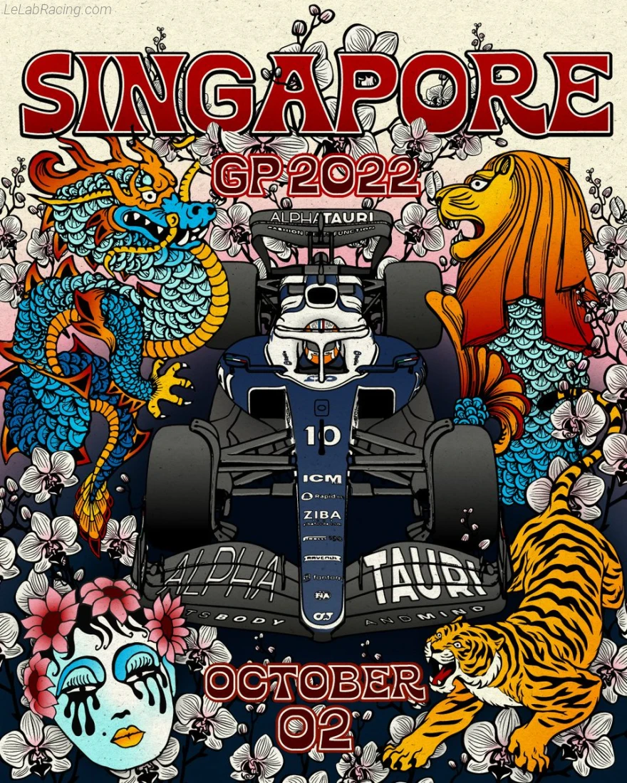 Poster équipe Grand Prix automobile de Singapour 2022