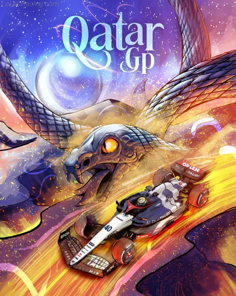 Poster équipe Grand Prix automobile du Qatar 2023