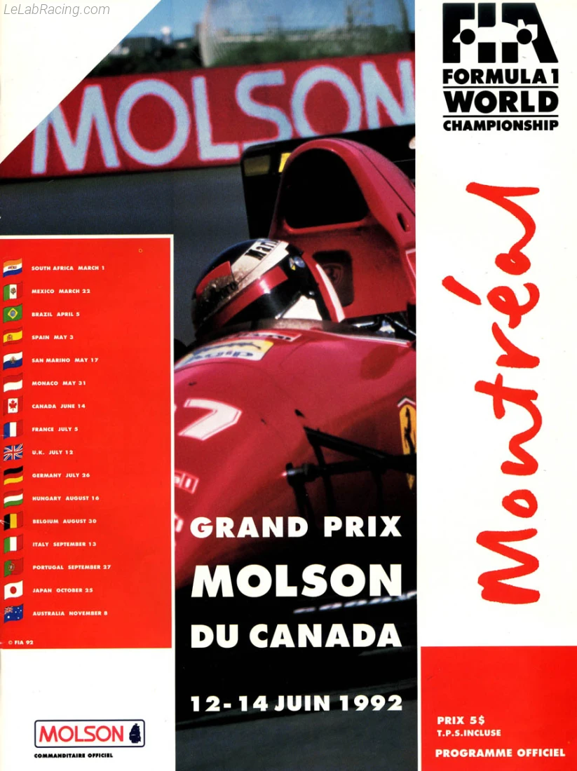 Poster d'un grand prix de la saison de F1 1992