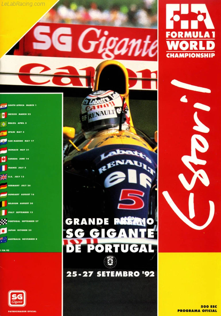 Poster d'un grand prix de la saison de F1 1992