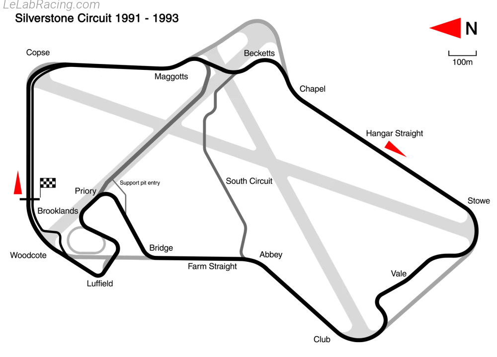 Tracé du circuit Silverstone Circuit 1985