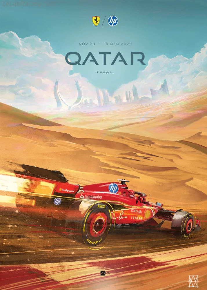 Poster équipe Grand Prix automobile du Qatar 2024