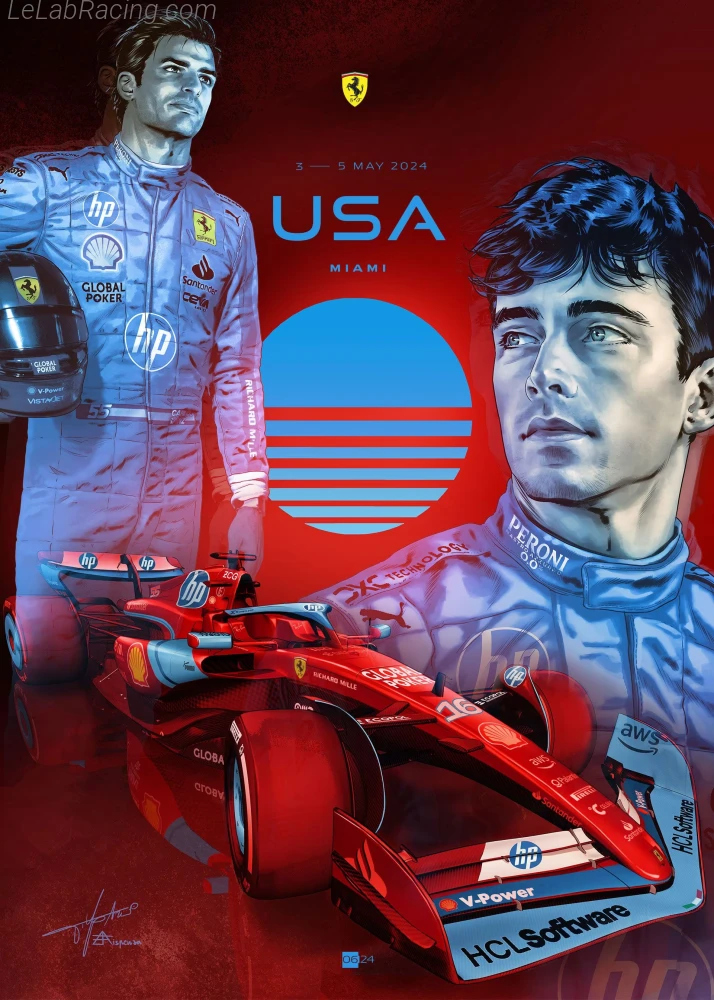 Poster équipe Grand Prix automobile de Miami 2024