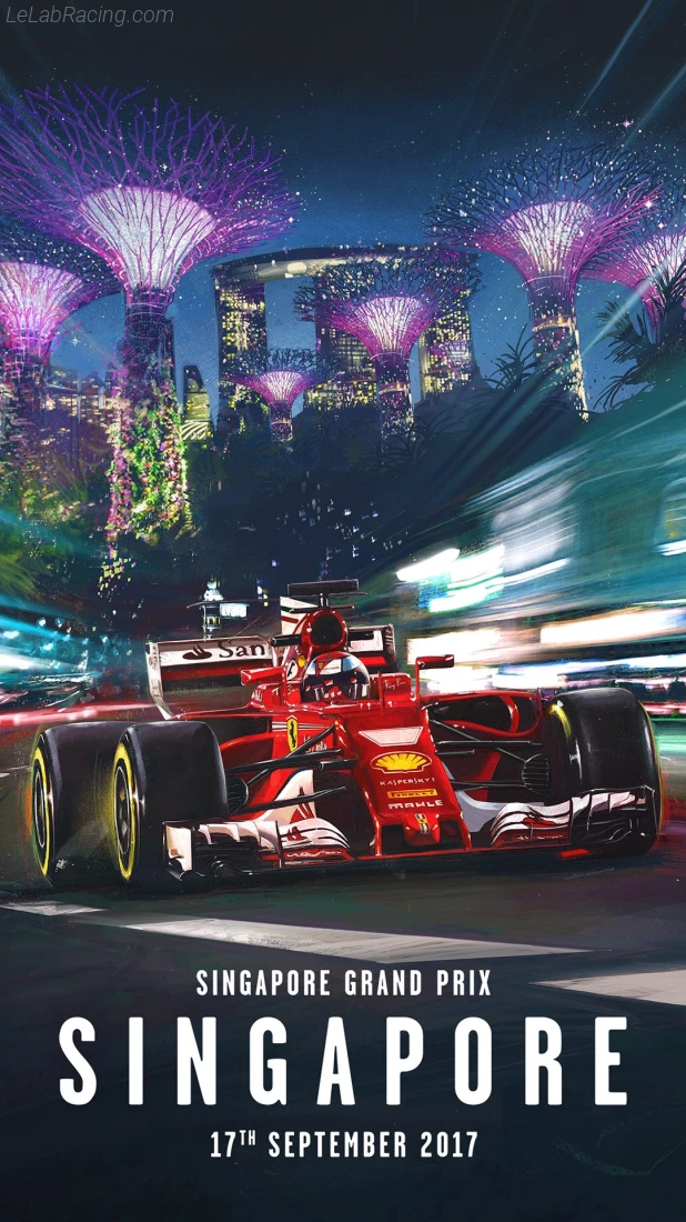Poster équipe Grand Prix automobile de Singapour 2017