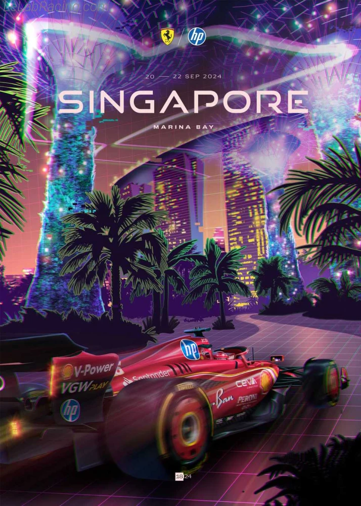 Poster équipe Grand Prix automobile de Singapour 2024
