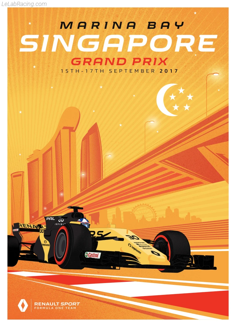 Poster équipe Grand Prix automobile de Singapour 2017