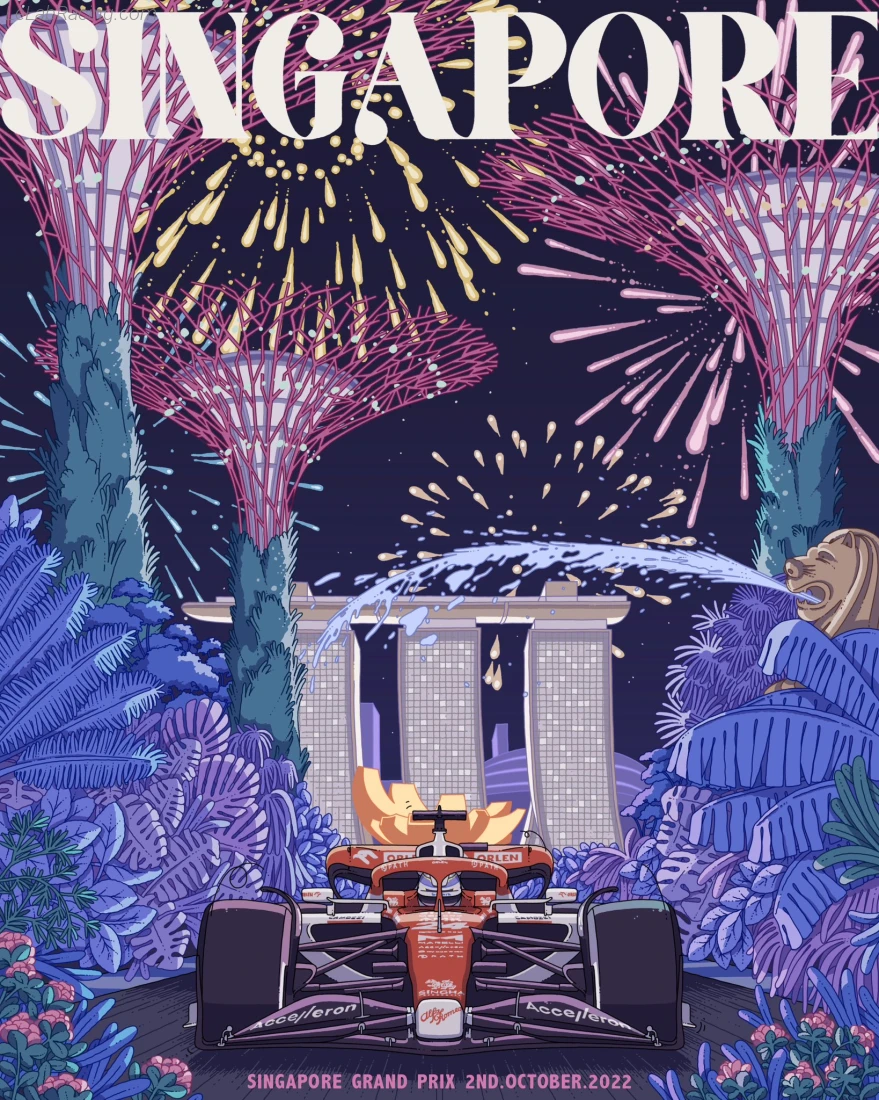 Poster équipe Grand Prix automobile de Singapour 2022