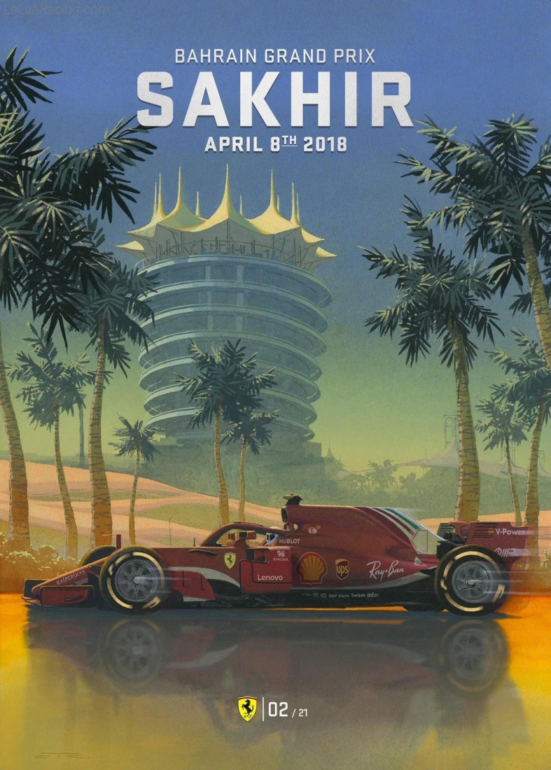 Poster équipe Grand Prix automobile de Bahreïn 2018